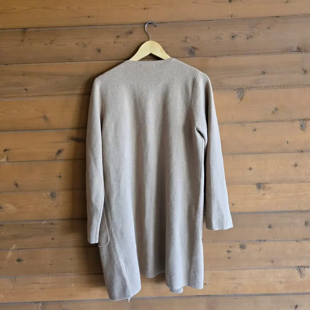 J. Crew Juliette Collarless Sweater Blazer Heathered Khaki Medium Cardigan Top - Picture 3 of 9